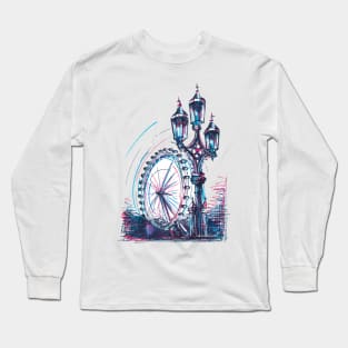 London Eye London City Skyscape Illustration Long Sleeve T-Shirt